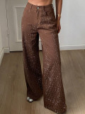 Women Beaded Wide Leg Jeans