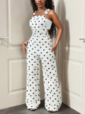 Women Casual Summer Polka Dot Denim Overall Jumpsuit