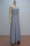 Women Fall Strapless Sleeveless Striped Dress
