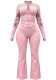 Women Long Sleeve Zip Top and Pant Two Piece Set