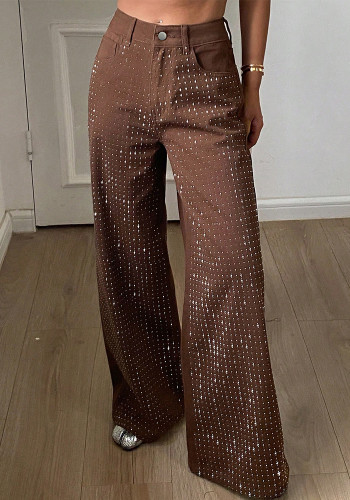 Women Beaded Wide Leg Jeans