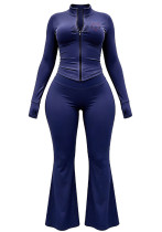 Women Fall Long Sleeve Zip Top and Pant Two Piece Set Women Fall Long Sleeve Zip Top and Pant Two Piece Set