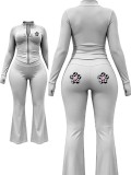 Women Long Sleeve Zip Top and Pant Two Piece Set
