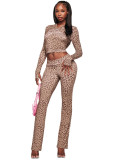 Women Printed Hooded Long-Sleeve Thumb Button Top and Pant Two-Piece Set