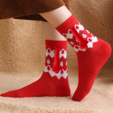 Women Christmas Socks Fall Winter Cotton Mid-Calf Socks