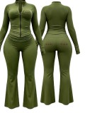 Women Fall Long Sleeve Zip Top and Pant Two Piece Set