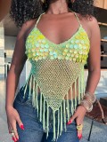 Women Tassel Skirt Beach Holidays Sequin Tassel Cami Top