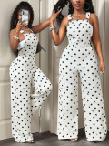 Women Casual Summer Polka Dot Denim Overall Jumpsuit