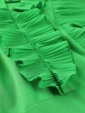 Plus Size Women Solid Dress Pleated Ruffle Edge 3/4 Sleeve Formal Party Dress
