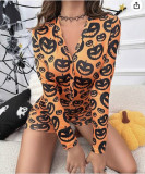 Women’s Summer Sexy Long Sleeve Knitted Cutout Romper Loungewear
