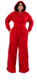 Women’s Fall Winter Zip Pocket Drawstring Ruched Hooded Lace Up Wide Leg Pants Tracksuit Set