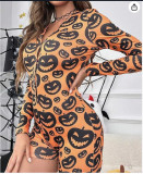 Women’s Summer Sexy Long Sleeve Knitted Cutout Romper Loungewear