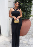 Women’s Chic Sexy Solid Color Cross Strap Slim FitMaxi Evening Gown