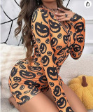 Women’s Summer Sexy Long Sleeve Knitted Cutout Romper Loungewear