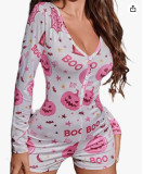 Women’s Summer Sexy Long Sleeve Knitted Cutout Romper Loungewear