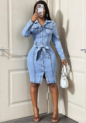 Women’s Stretch Long Sleeve Denim Dress