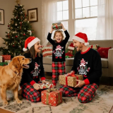 Women’s Cotton Christmas Print Family Matching Pajama Set with Cake Hat