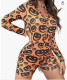Women’s Summer Sexy Long Sleeve Knitted Cutout Romper Loungewear