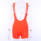 Women’s Summer Sleeveless Printed Low Back Jumpsuit
