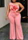 Women’s Plus Size Chic Floral One Shoulder Sleeveless Jumpsuit