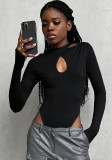Women Sexy Black Hollow Bodysuit