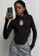 Women Sexy Black Hollow Bodysuit