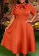 Plus Size Women Bow Neck Short Sleeve Dress