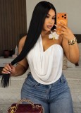 Women Sexy One Strap Cowl Neck Pleated Top