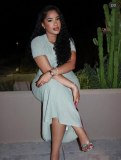 Women French Beaded Round Neck Knit Maxi Dress