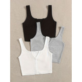 Women Sexy Sleeveless Square Neck Sexy Crop Tank Top