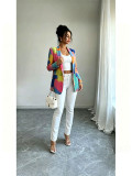 Women Fall Winter Elegant Long Sleeve Print Blazer Outerwear