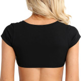Women’s Summer Sexy Solid Color Short Sleeve Round Neck Slim Fit T Shirt