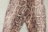 Women’s Summer Snake Print Halter Neck Cutout Low Back Slim Fit Jumpsuit