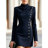 Women Button Long Sleeve Dress
