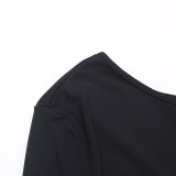 Women Slash Shoulder Long Sleeve Fall Sexy Sash Bodycon Dress