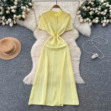Women French Beaded Round Neck Knit Maxi Dress