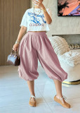 Women Casual Bloom Wide Leg Lantern Cropped Pants