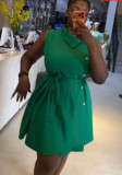Women Summer Sleeveless Dress Asymmetrical Collar Irregular Dress