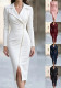 Women Long Sleeve Turndown Collar Zip Dress