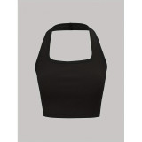 Women Sexy Sleeveless Round Neck Sexy Crop Tank Top