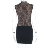 Women Mini Dress Sexy Halter Neck Hollow Casual Mini Summer Bodycon Dress