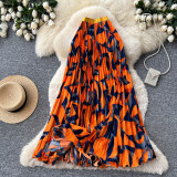 Women Print Summer Pleated Midi Skirt