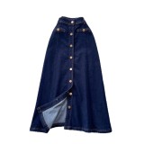 Women Denim Slit Midi Skirt