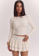 Women Lace-Up Top and Multi-Layer Cake Skirt Two Piece Set