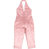 Women Summer Sexy Halter Neck Backless Jumpsuit