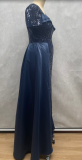 Plus Size Elegant Square Neck Pleated Sequin Formal Party Dress