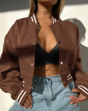 Women Long Sleeve PU Leather Coat