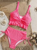 Women’s Solid Color Strap Sexy Two Piece Bikini Swimsuit