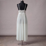 Women’s Plus Size Mesh Lace Patchwork Strap See Through Maxi Dress