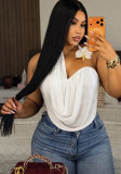 Women Sexy One Strap Cowl Neck Pleated Top